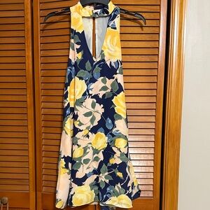 Lulu's Backless Floral Dress - Yellow and Blue